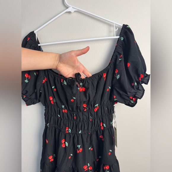 Black Cherry Print SunDress Mini Dress NWT - Picture 9 of 11